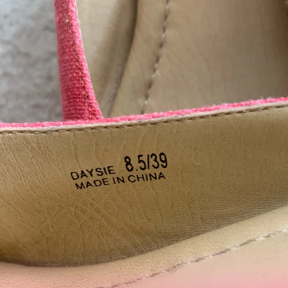 Chinese Laundry Orange Linen Peep Toe Straw Wedge Sandals Size 8.5